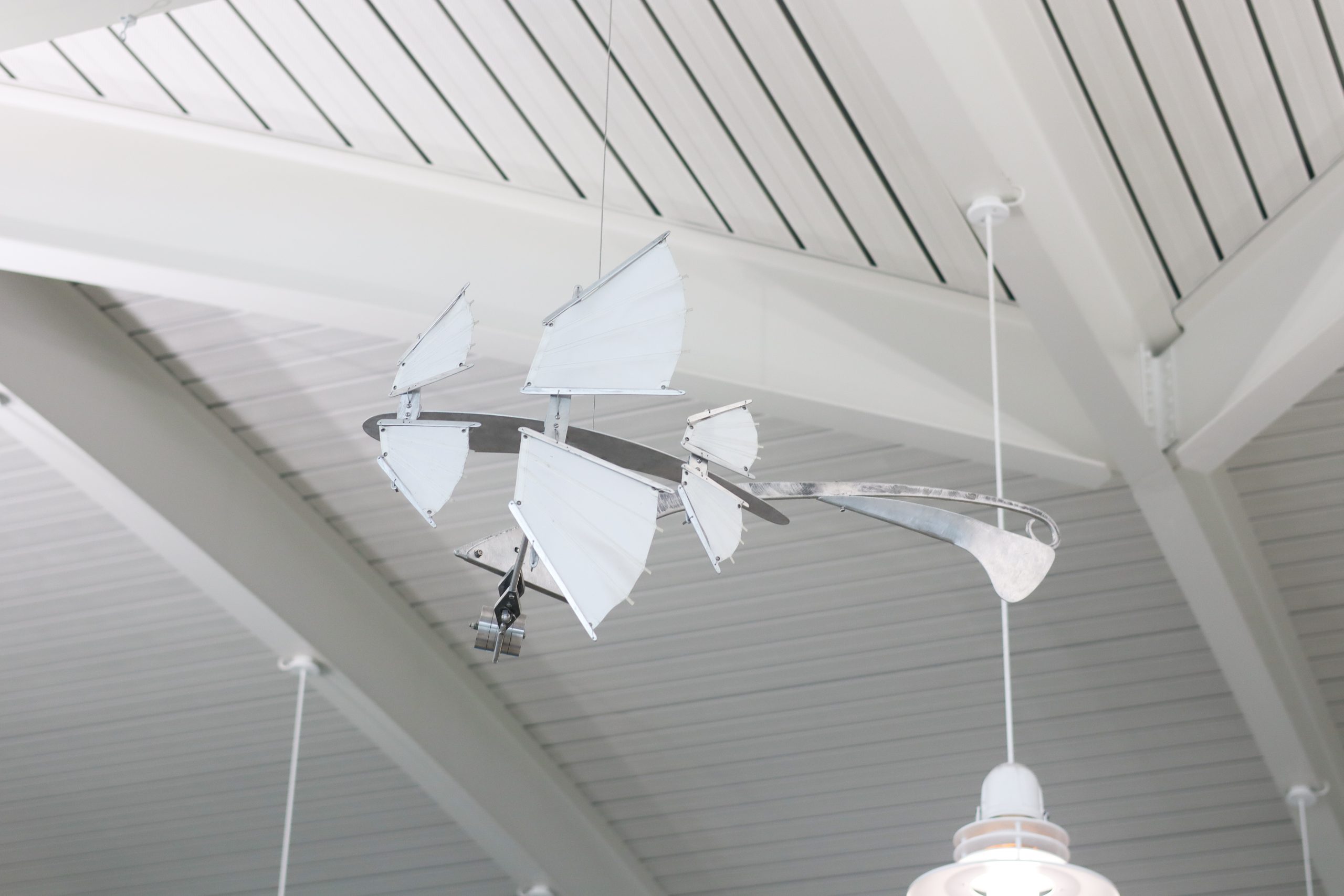 Artistic sculpture hanging from the ceiling