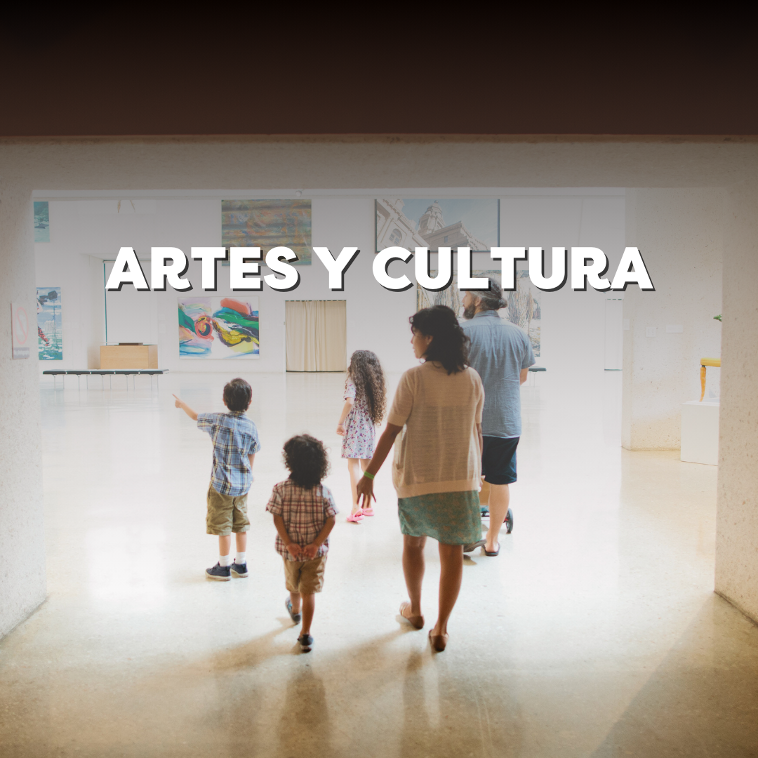 Family exploring art gallery with children in a brightly lit space focused on cultural and artistic exhibits